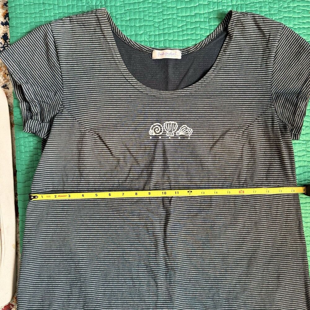 Vintage 2002 Fresh Produce Beach Navy Striped Short Sleeve Cotton Dress M Y2K - Picture 4 of 14